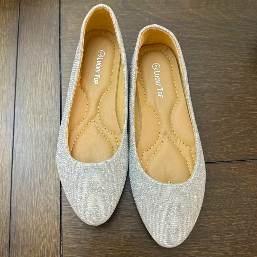 Lucky Top Girl's Sparkling Glitter Flats pointed Round Toe | Size 2
